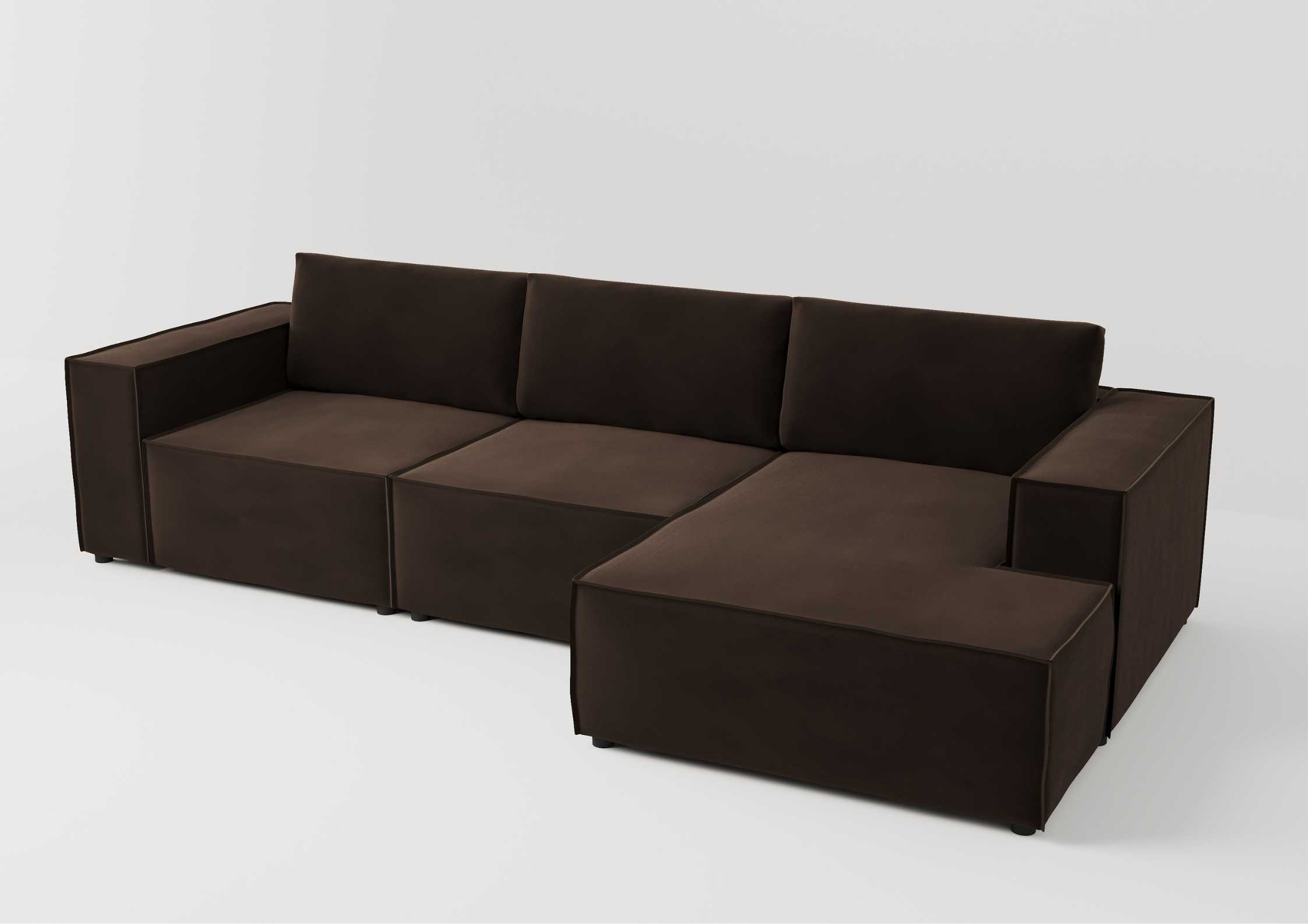 Modułowy narożnik z przeszyciami w kolorze brązowym